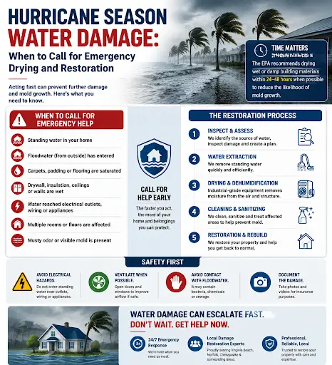 Infographic about hurricane water damage recovery.